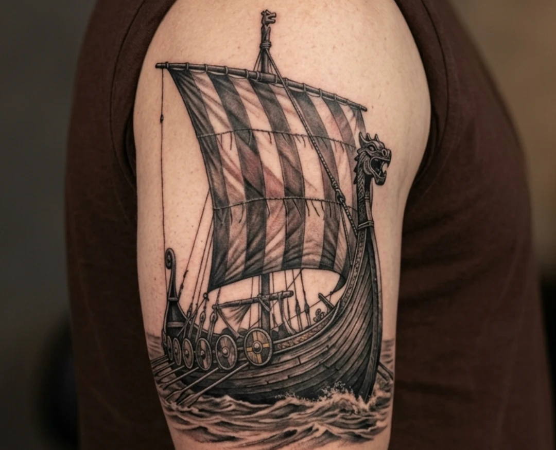 Viking Ship Tattoo Designs