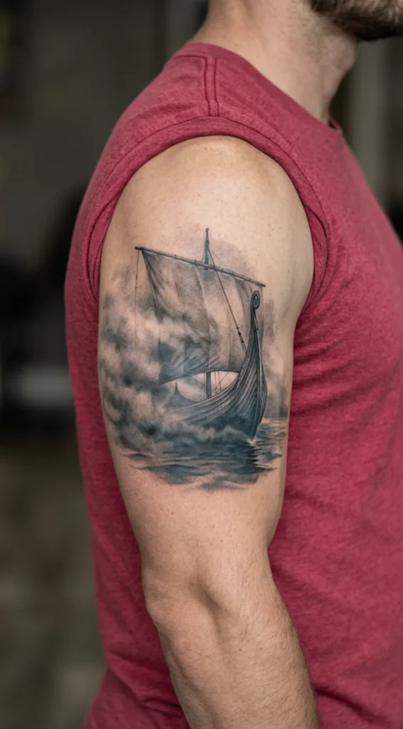 Viking Ship in Fog
