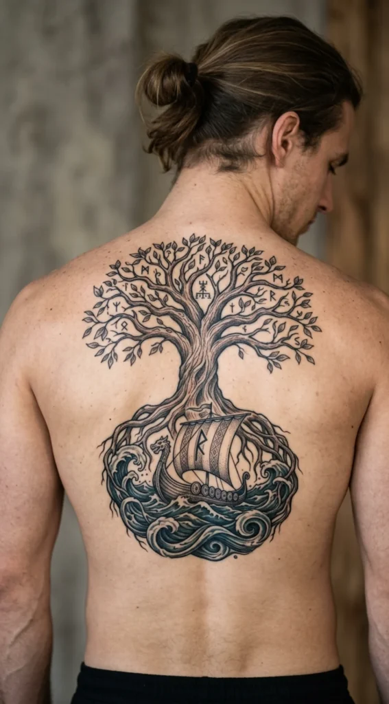 Viking Ship with Yggdrasil