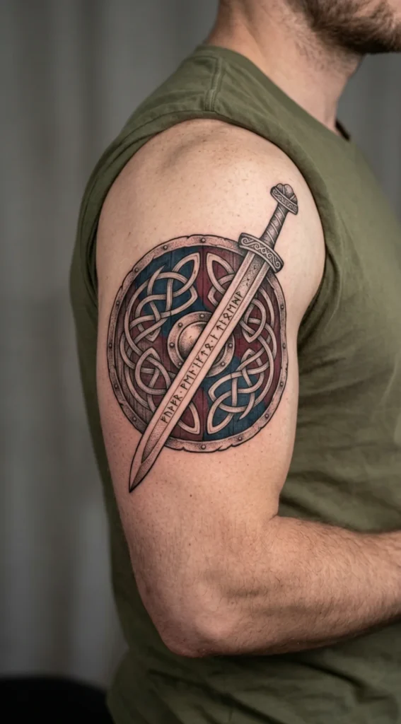 Viking Sword and Shield Tattoo