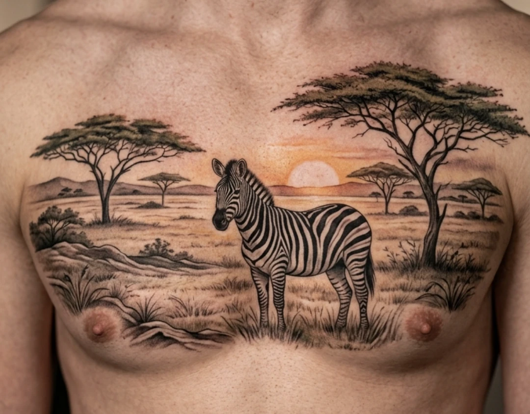Zebra Chest Tattoo Designs