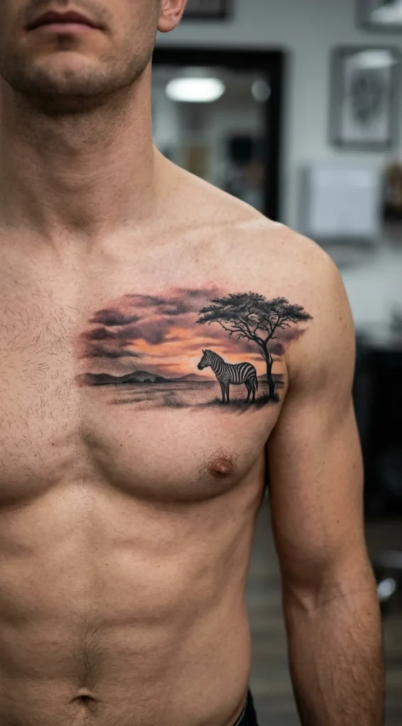 Zebra Chest with Savanna Landscape