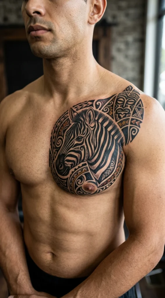 Zebra Chest with Tribal Patterns