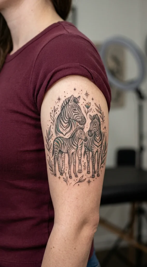 Zebra Family Scene