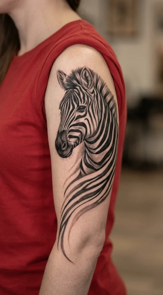 Zebra Head with Flowing Stripes