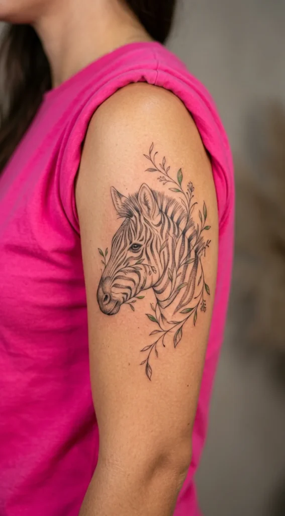 Zebra Head with Vine Details