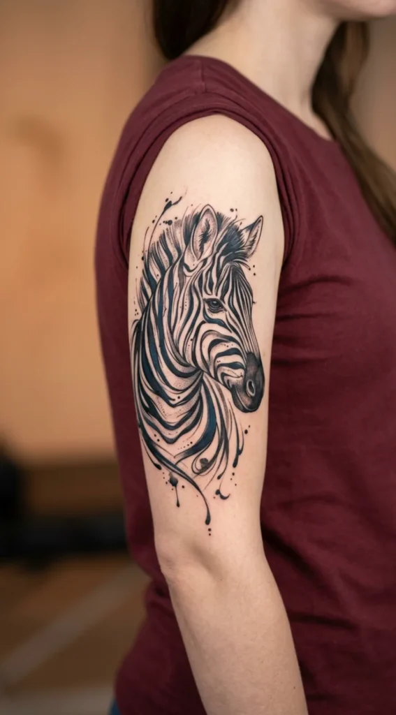 Zebra Portrait with Artistic Stripes