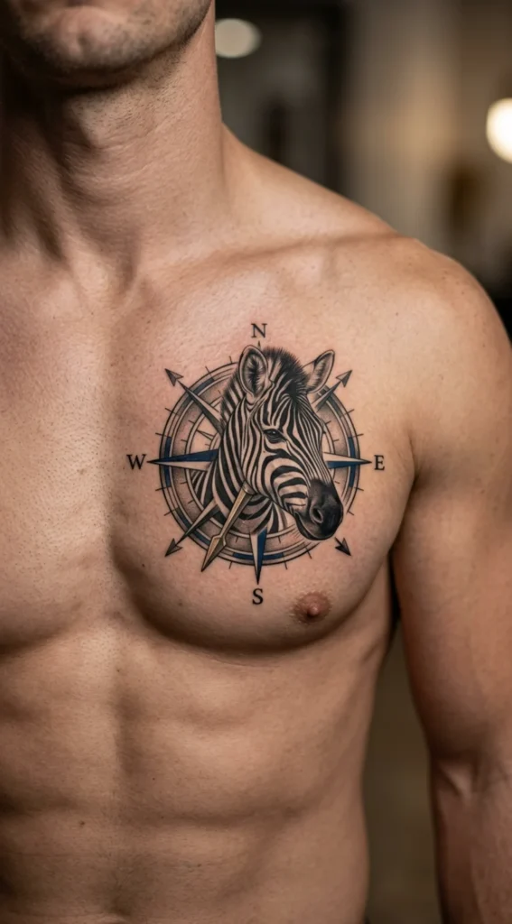 Zebra and Compass Chest Design