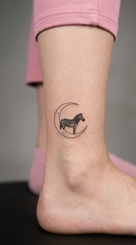 Zebra and Crescent Moon