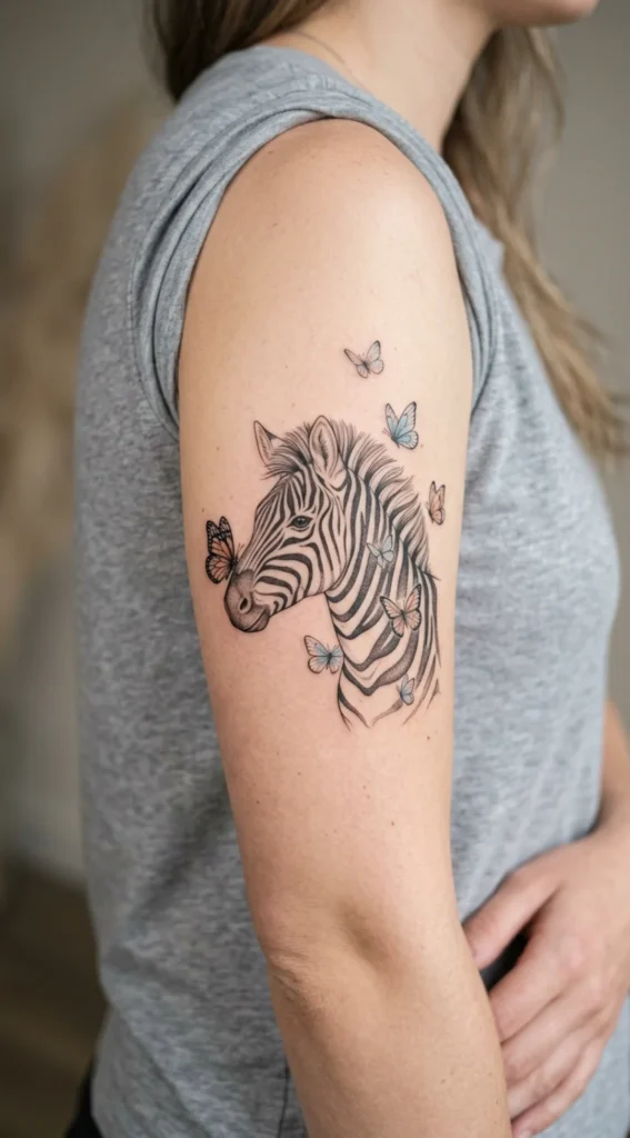 Zebra with Butterfly Accents