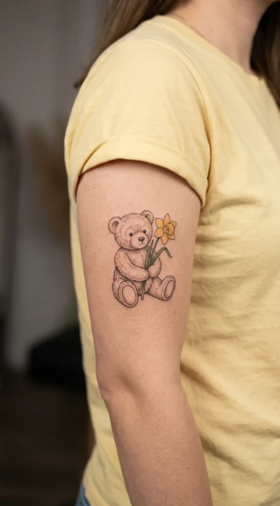 Teddy Bear Holding a Woman's Birth Flower