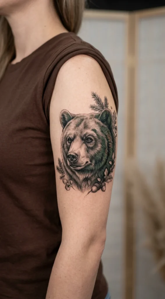 Bear Portrait With Nature-Inspired Details