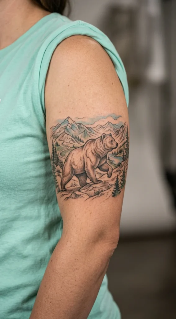 Bear Walking Through Mountains