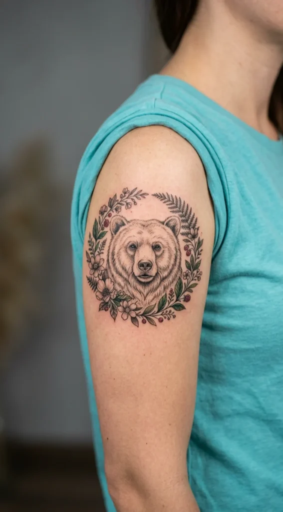 Bear With Floral Wreath