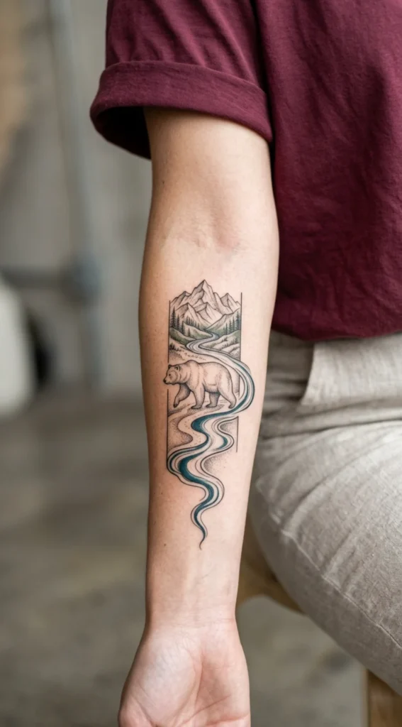 Bear With Mountain and River