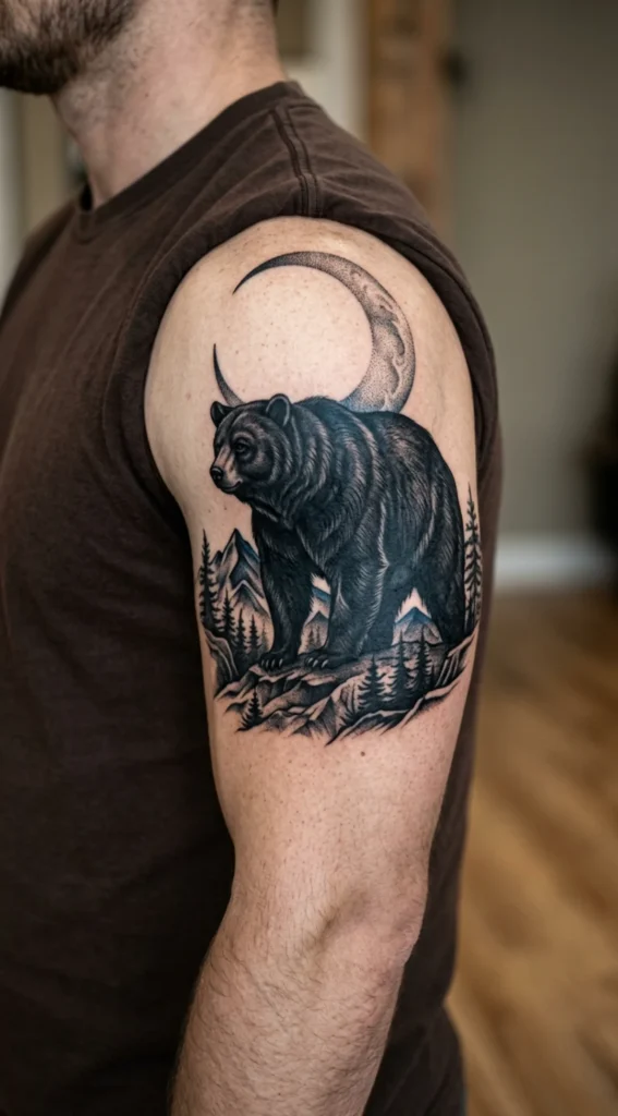 Black Bear With Crescent Moon
