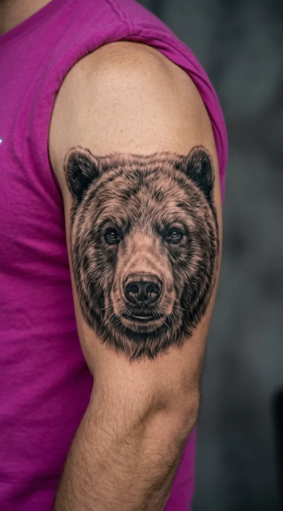 Black and Grey Bear Portrait