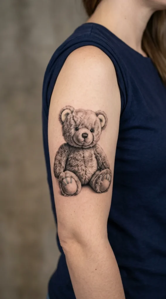 Black and Grey Plush Teddy Bear Portrait