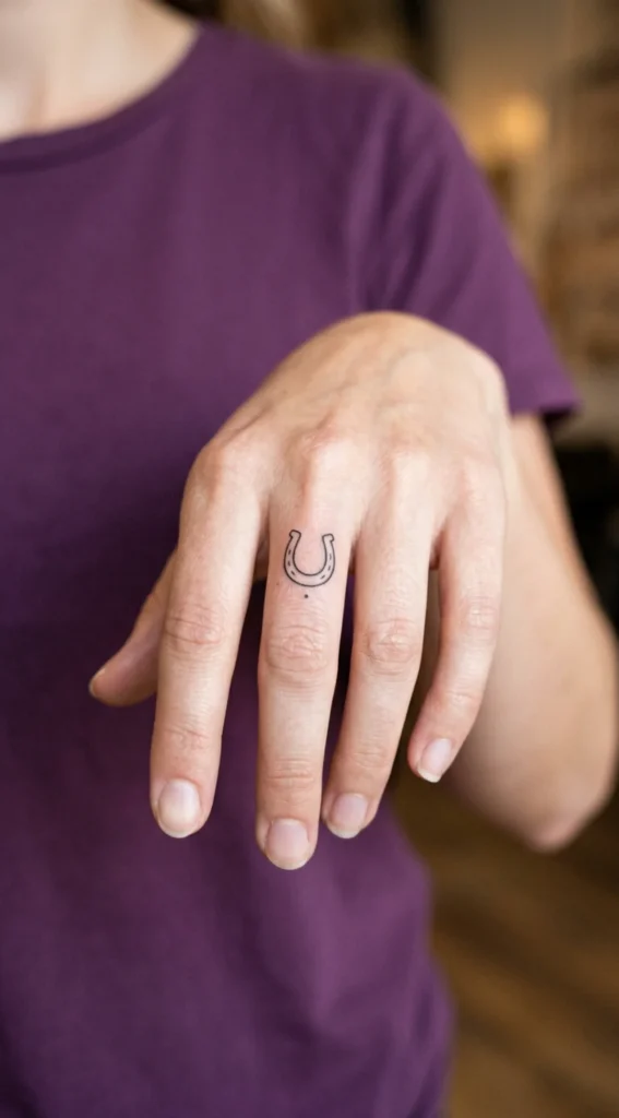 Dainty Horseshoe Finger Tattoo