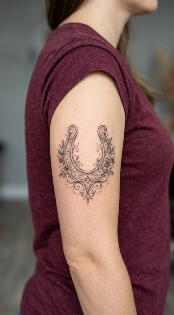 Elegant Horseshoe with Floral Filigree