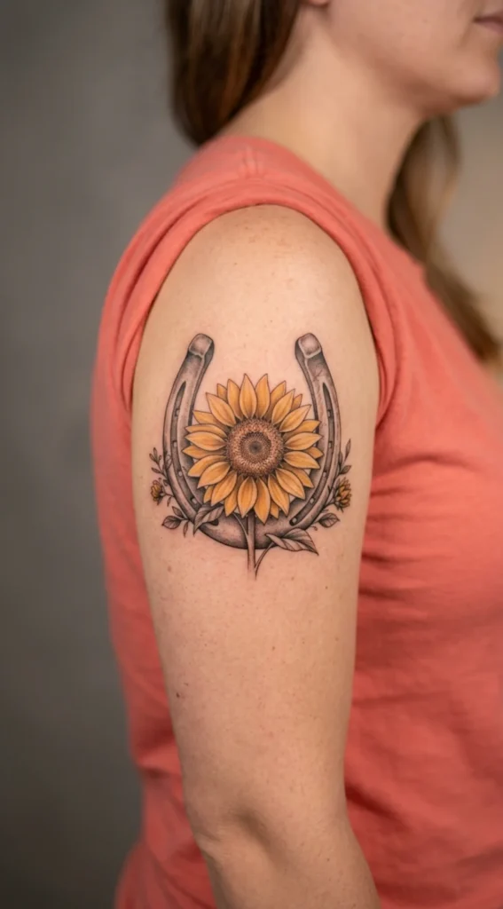 Elegant Horseshoe with Sunflower Details