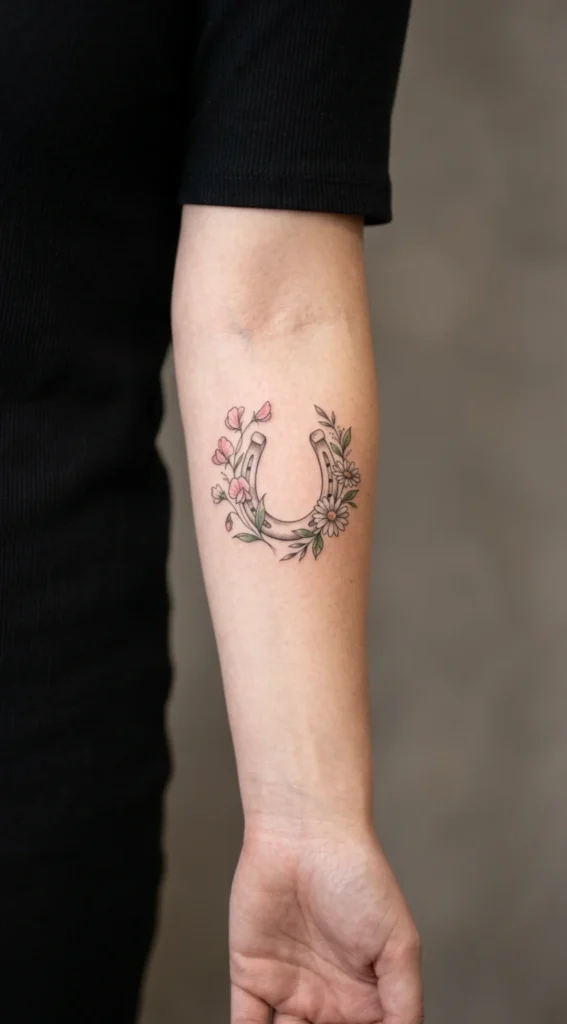 Feminine Horseshoe with Birth Flowers