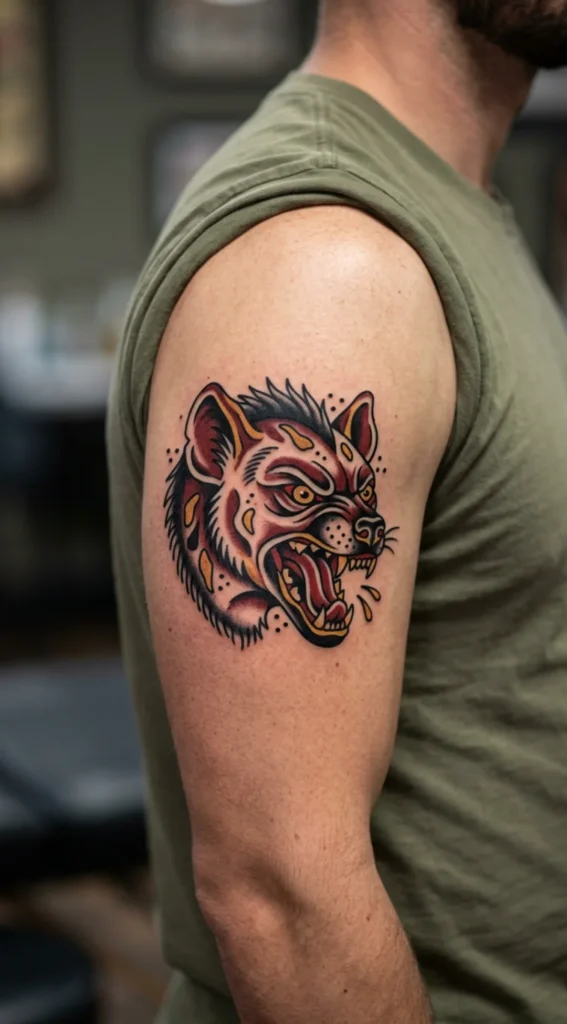 Fierce Hyena Head With Traditional Details
