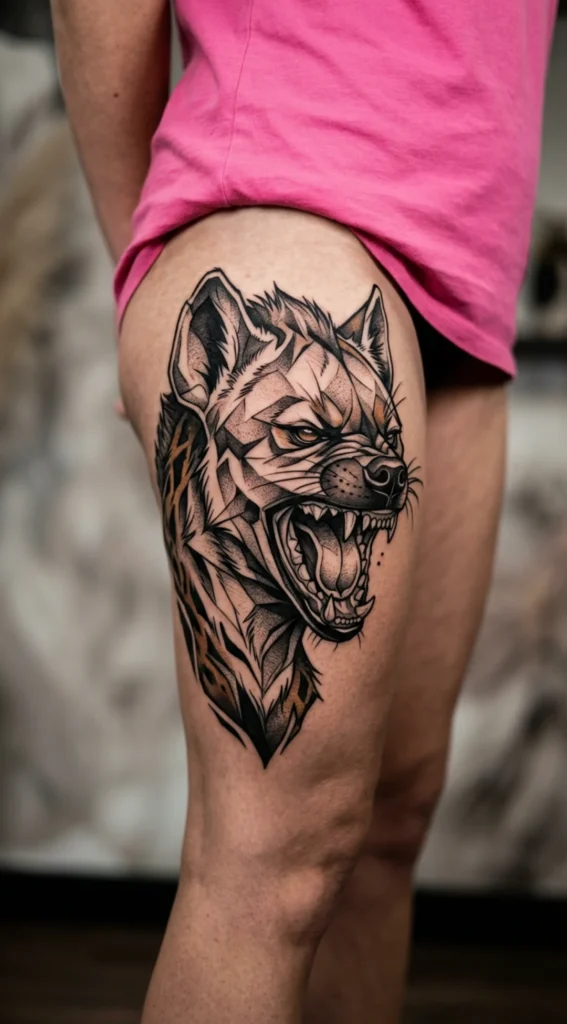 Fierce Laughing Hyena With Sharp Features