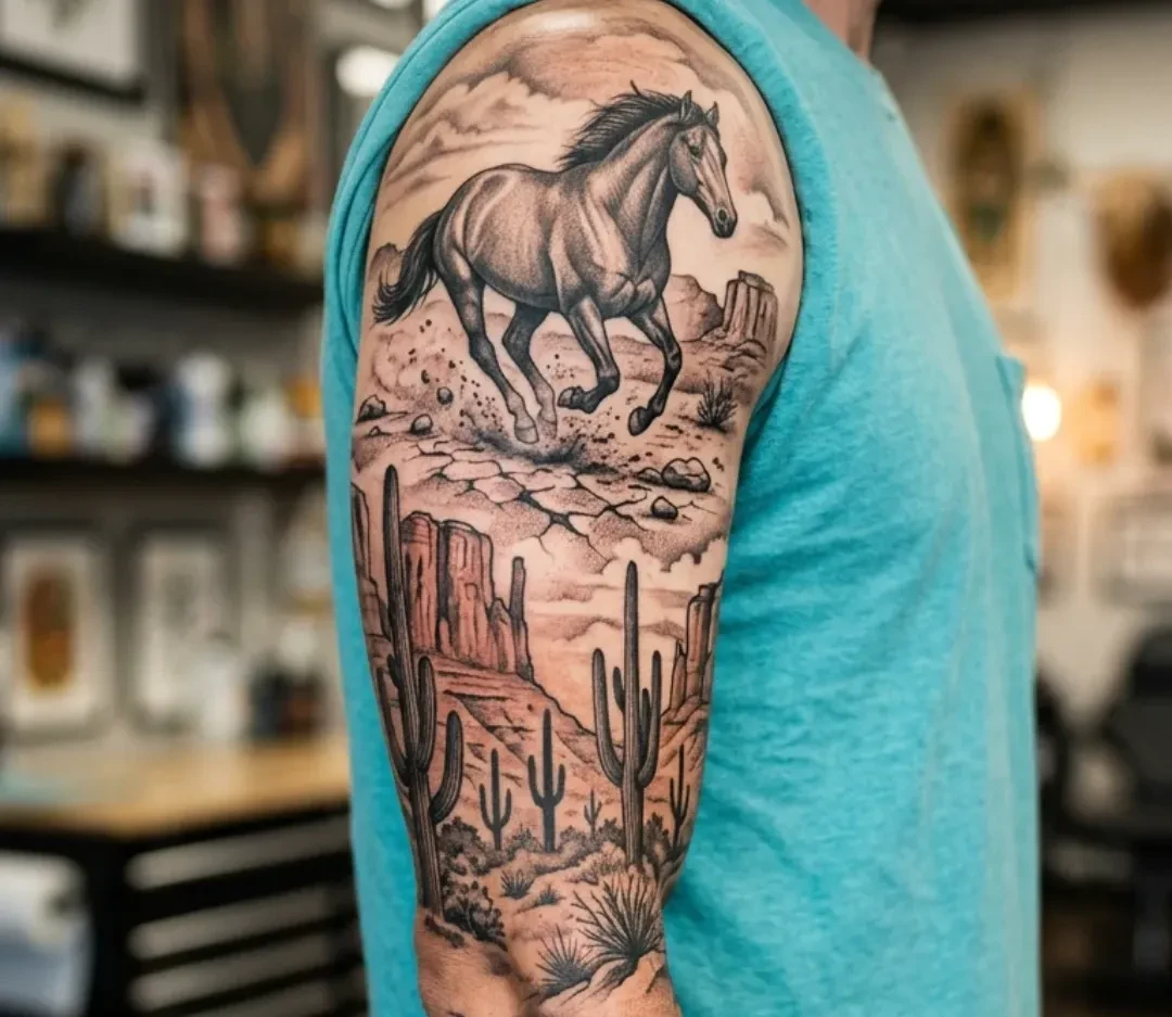Full Sleeve Horse Tattoo Designs