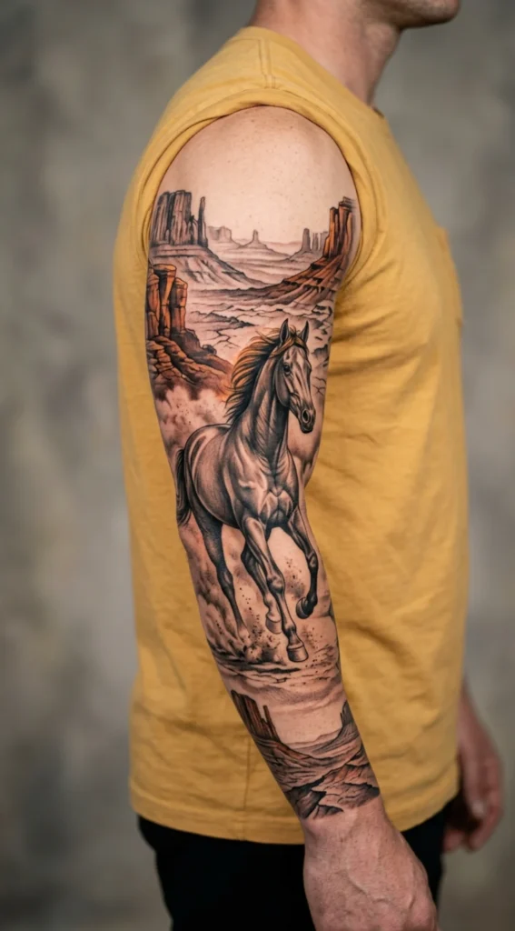 Galloping Horse Full Sleeve with Desert