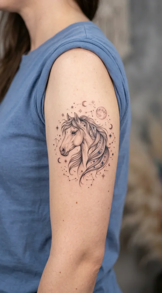 Graceful Horse with Celestial Star Accents
