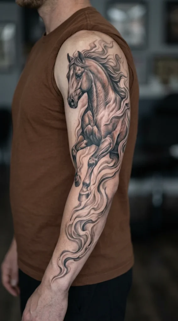 Horse Full Sleeve with Flowing Smoke