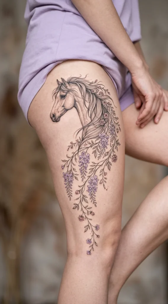 Horse Mane Turning into Flower Vines