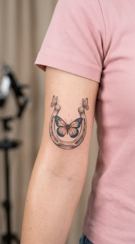 Horseshoe with Butterfly Accents