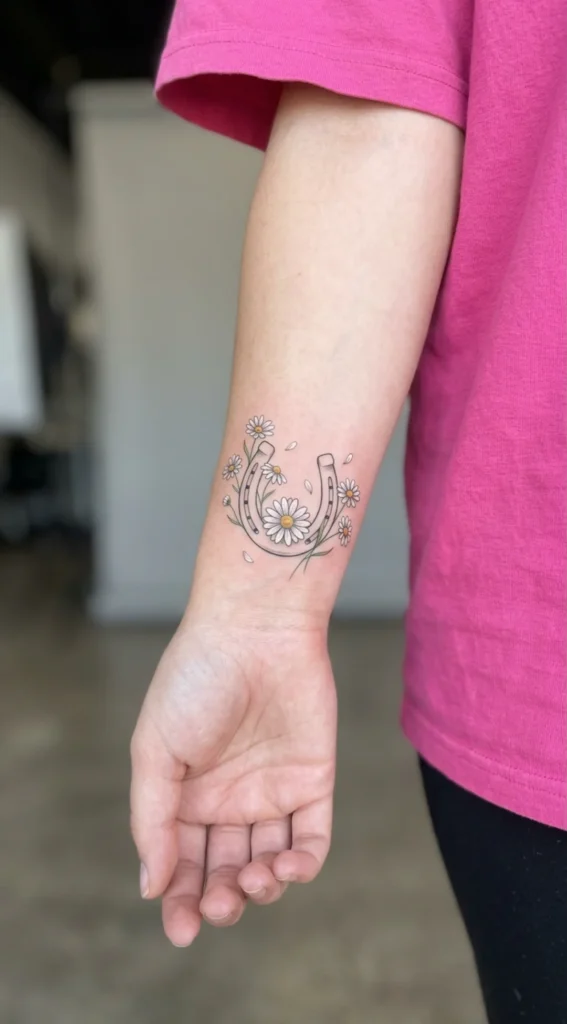 Horseshoe with Daisy Flowers