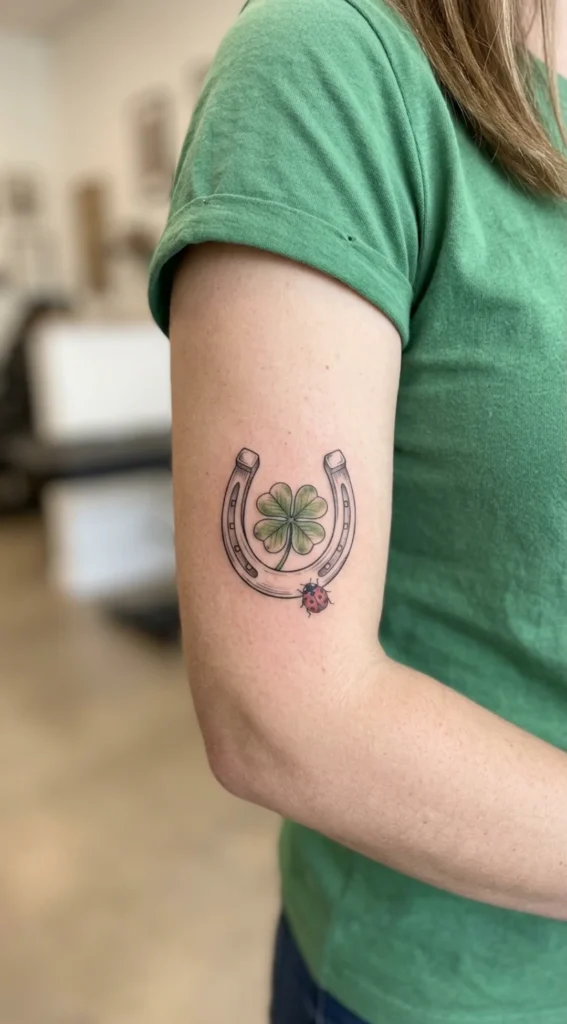 Horseshoe with a Four-Leaf Clover