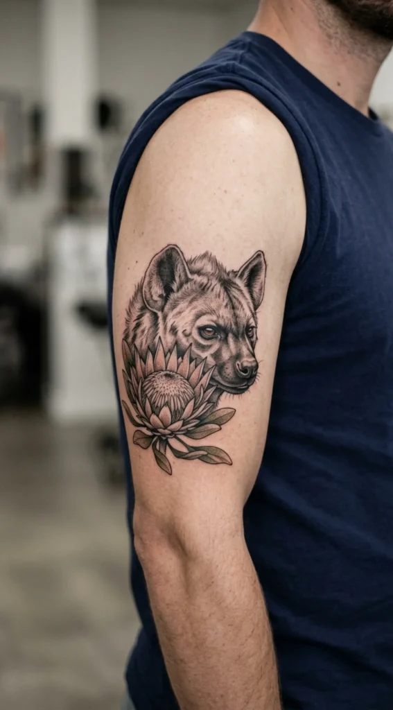 Hyena Head With Protea Flower