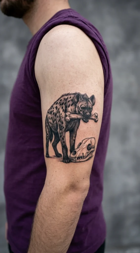 Hyena With Skull and Bone
