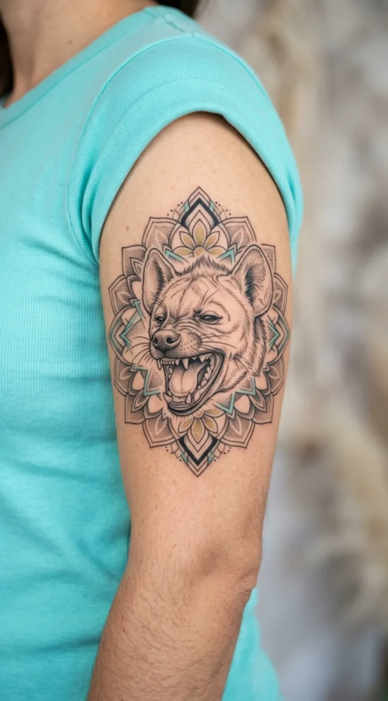 Laughing Hyena With Decorative Mandala Elements