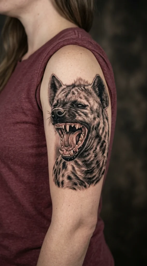 Laughing Hyena With Open Mouth and Teeth