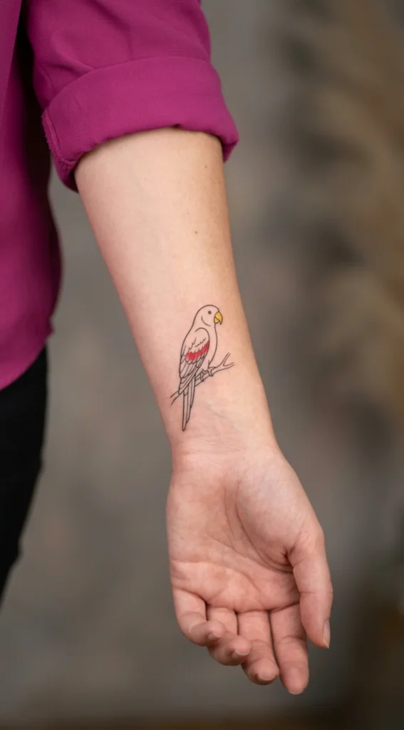 Minimalist Parrot with a Small Color Accent