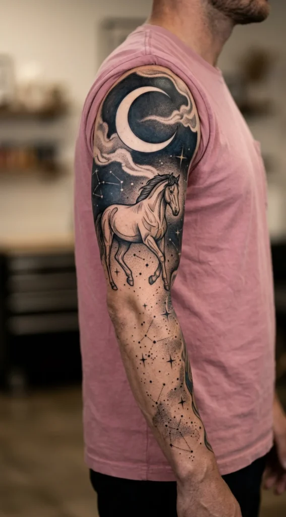 Mustang Full Sleeve with Crescent Moon