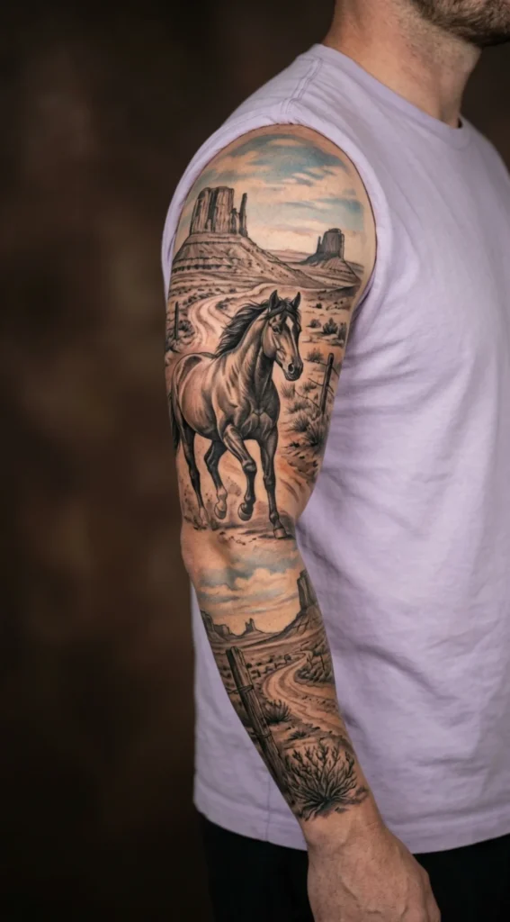 Mustang Full Sleeve with Western Landscape