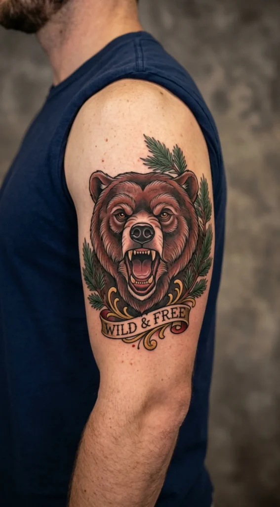 Neo-Traditional Grizzly Bear Head