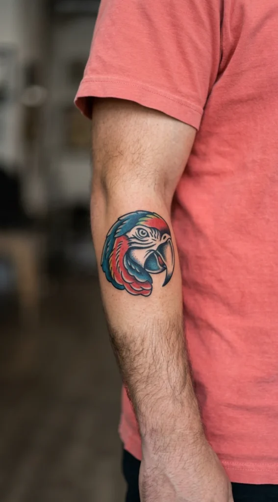 Old School Macaw Head