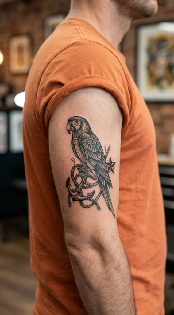 Parrot with Nautical Star
