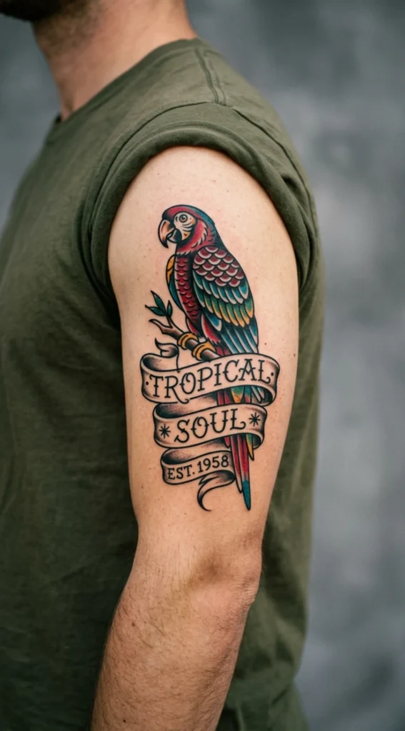 Parrot with Vintage Banner