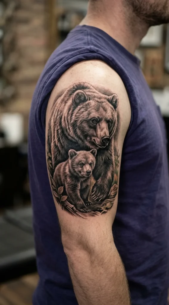 Realistic Bear and Cub Portrait