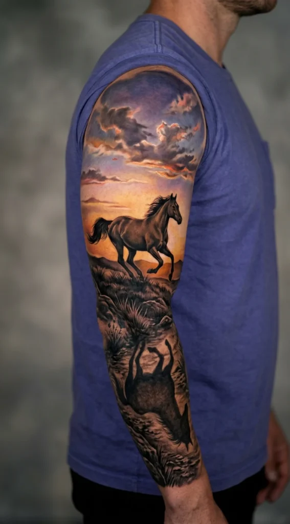 Running Horse Full Sleeve with Sunset Details