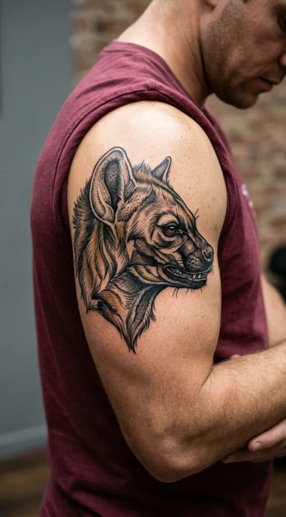 Side-View Hyena Head With Long Ears
